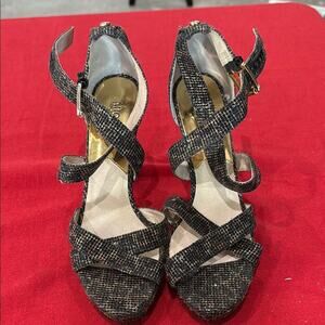 Michael Kors Black and Gold Strappy Heels